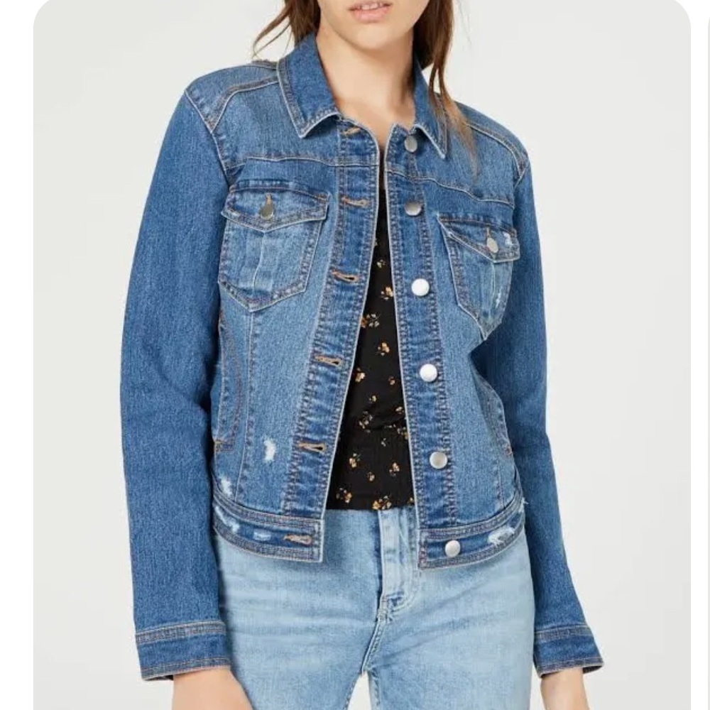 Melrose and Market Distressed Denim Jacket size Small